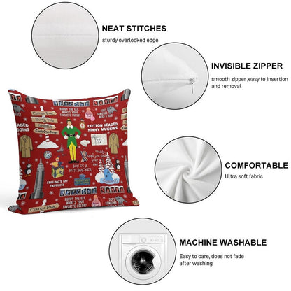 Buddy The Elf Collage, Red Background Soft Ultra-Soft Texture Throw Pillow