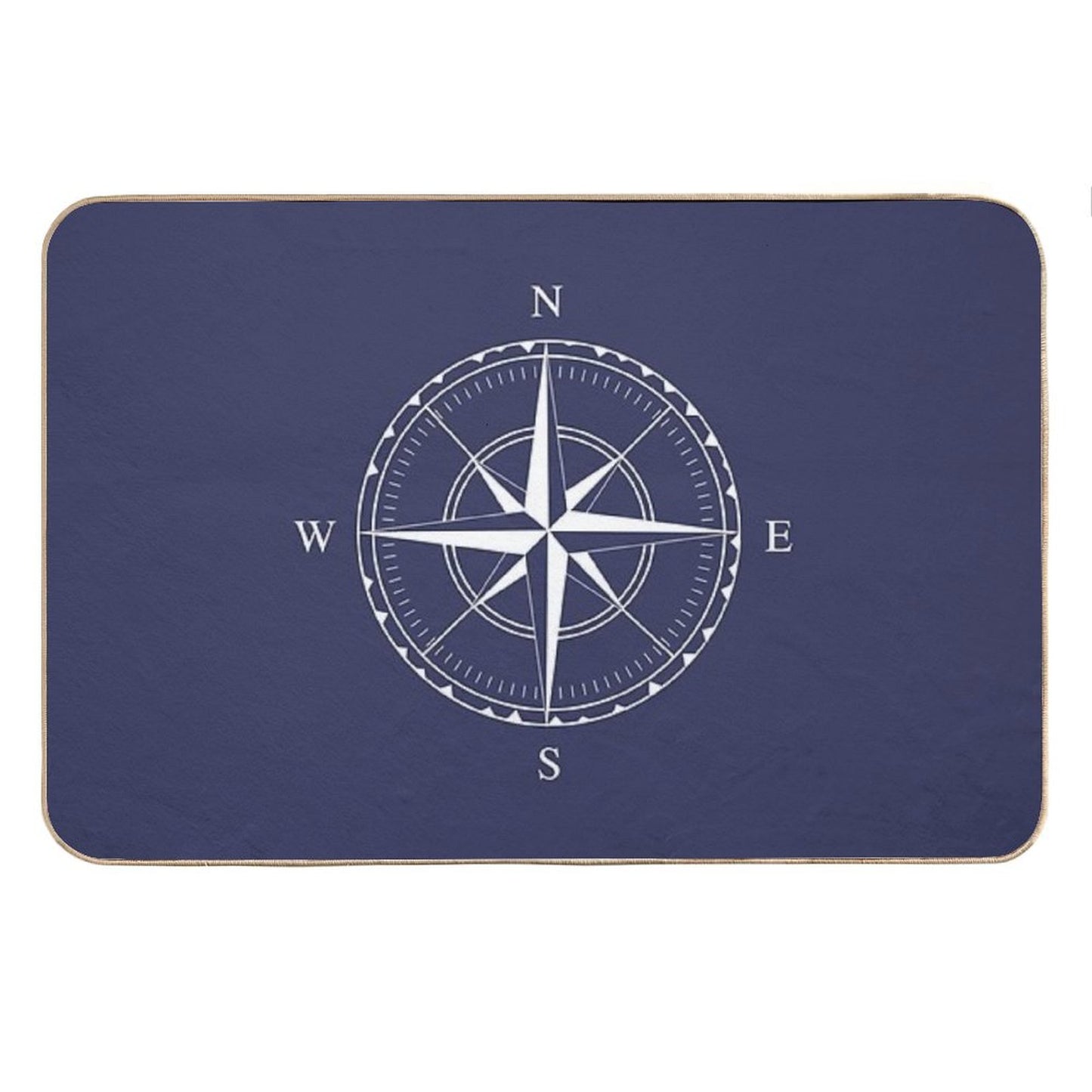Navy Blue And White Nautical Ships Compass Rose Bath Mat
