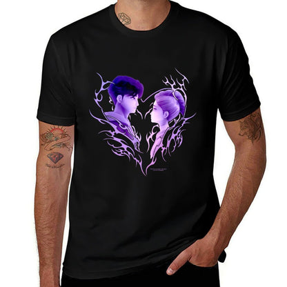 Kpop Demon Hunters Jinu & Rumi Retro Heart Portrait  Summer-ready Fabric T-Shirt