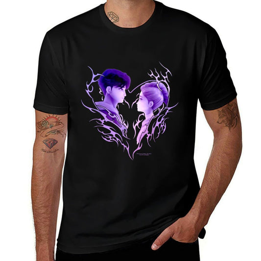 Kpop Demon Hunters Jinu & Rumi Retro Heart Portrait  Summer-ready Fabric T-Shirt