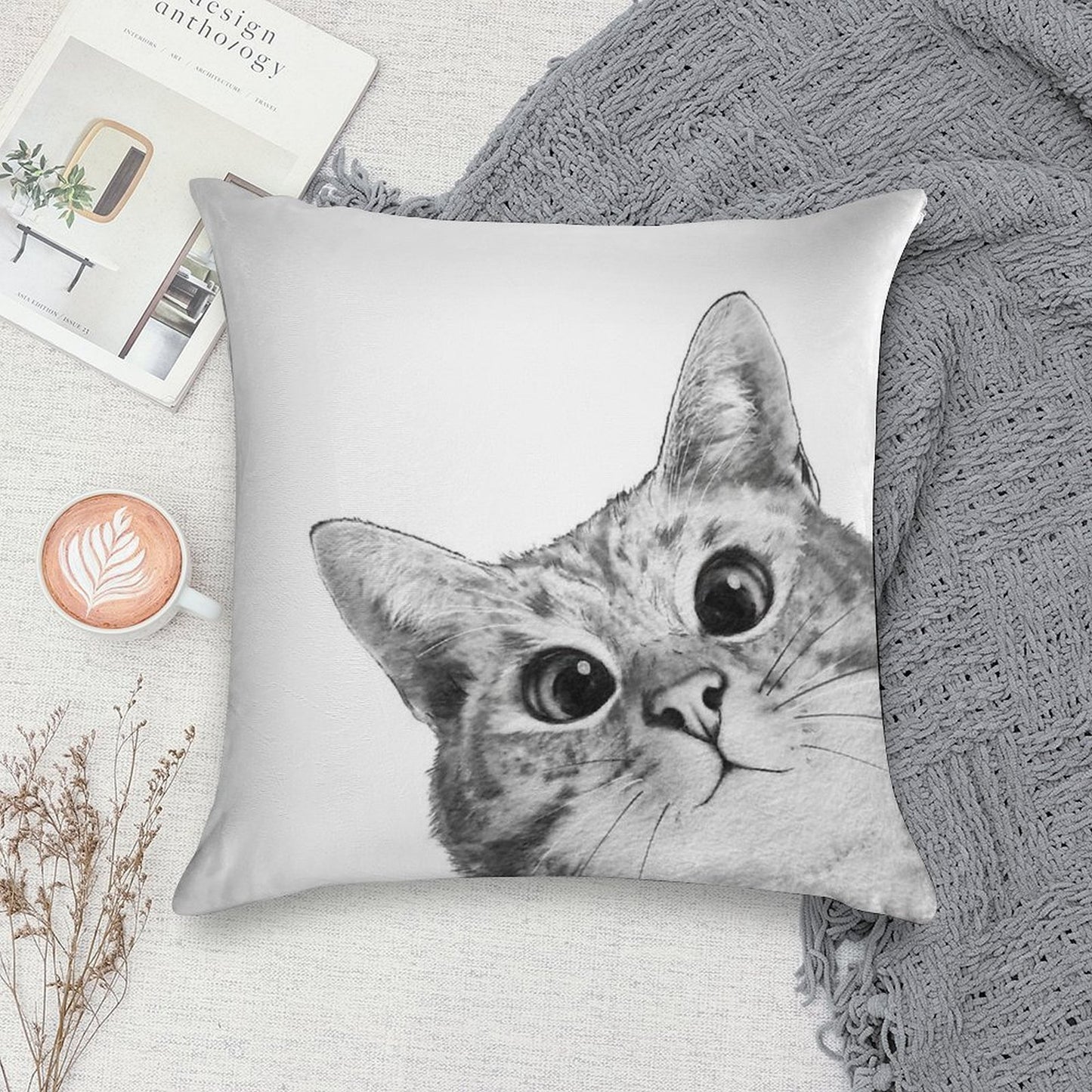 Sneaky Cat Soft Luxury Feel Throw Pillow