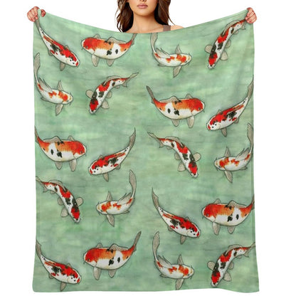 La Ronde Des Carpes Koi Throw Blanket
