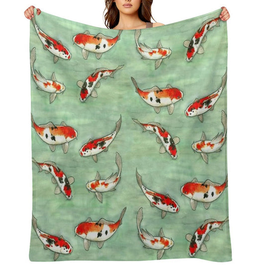La Ronde Des Carpes Koi Throw Blanket