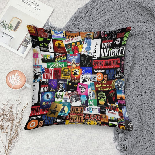 Musicals Collage II Original Soft Fade-Resistant Throw Pillow