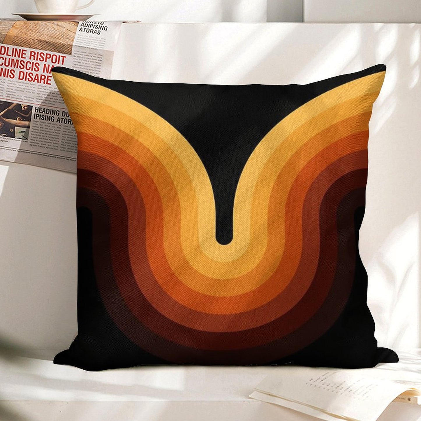 Retro Wave Linen Throw Pillow Cover