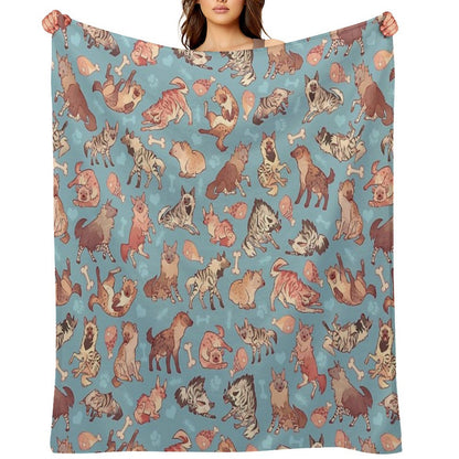 Hyenas in Cerulean Throw Blanket