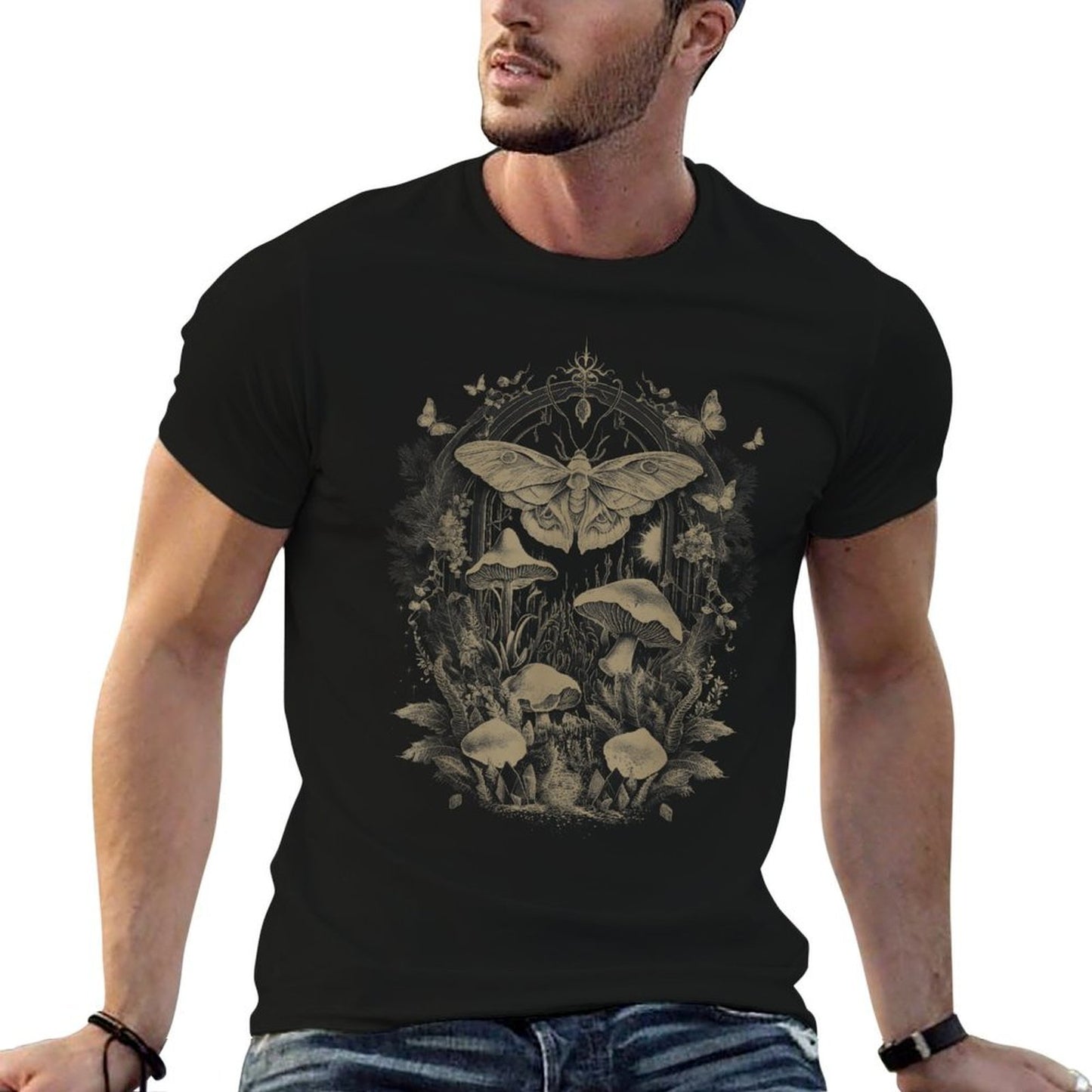 Butterfly Grunge Fairycore Therian Clothing Cute Moth Aesthetic Floral for Women & Girls, Unisex-Adults & Kids, Brown, S  Quick-drying T-Shirt