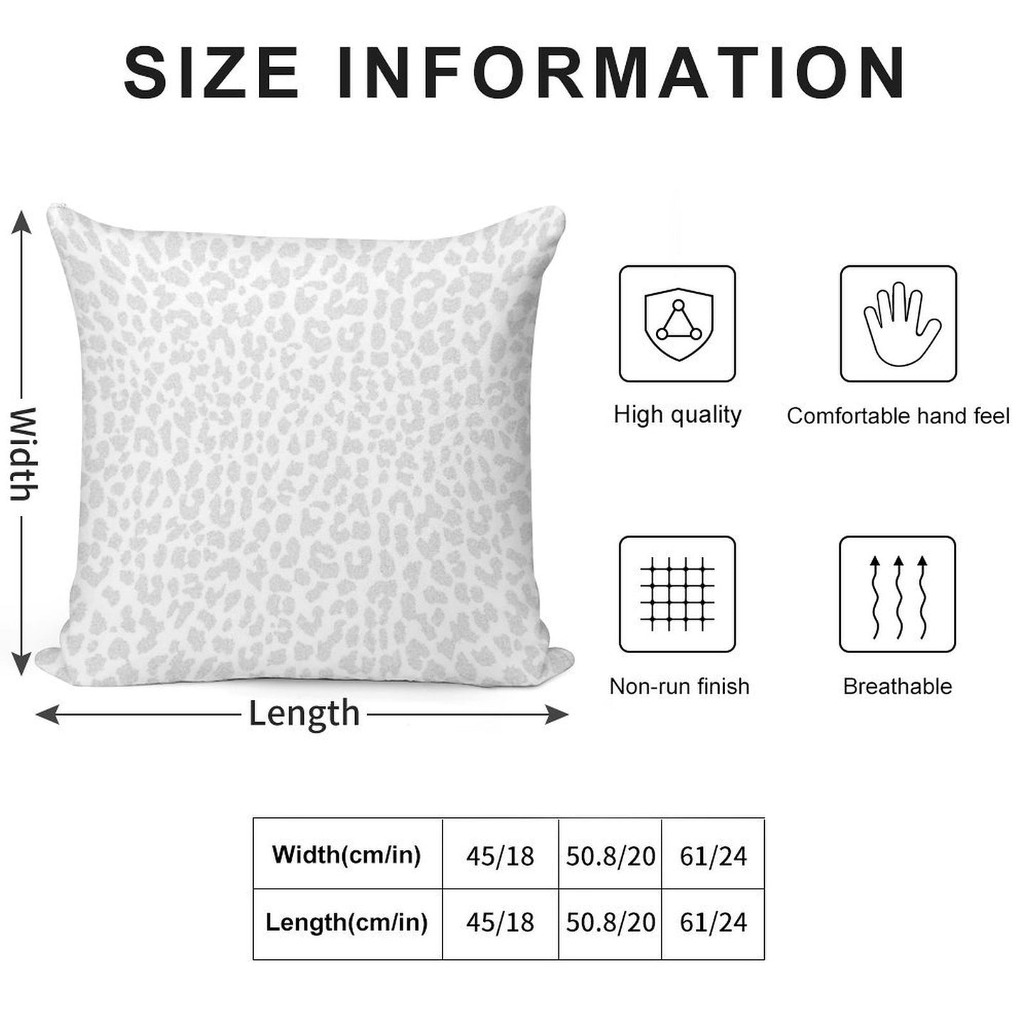 Pale Gray Leopard Soft High-Density Material Throw Pillow