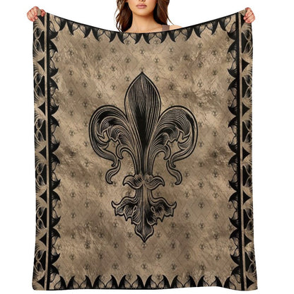 Fleur-de-lis - Black And Gold Throw Blanket