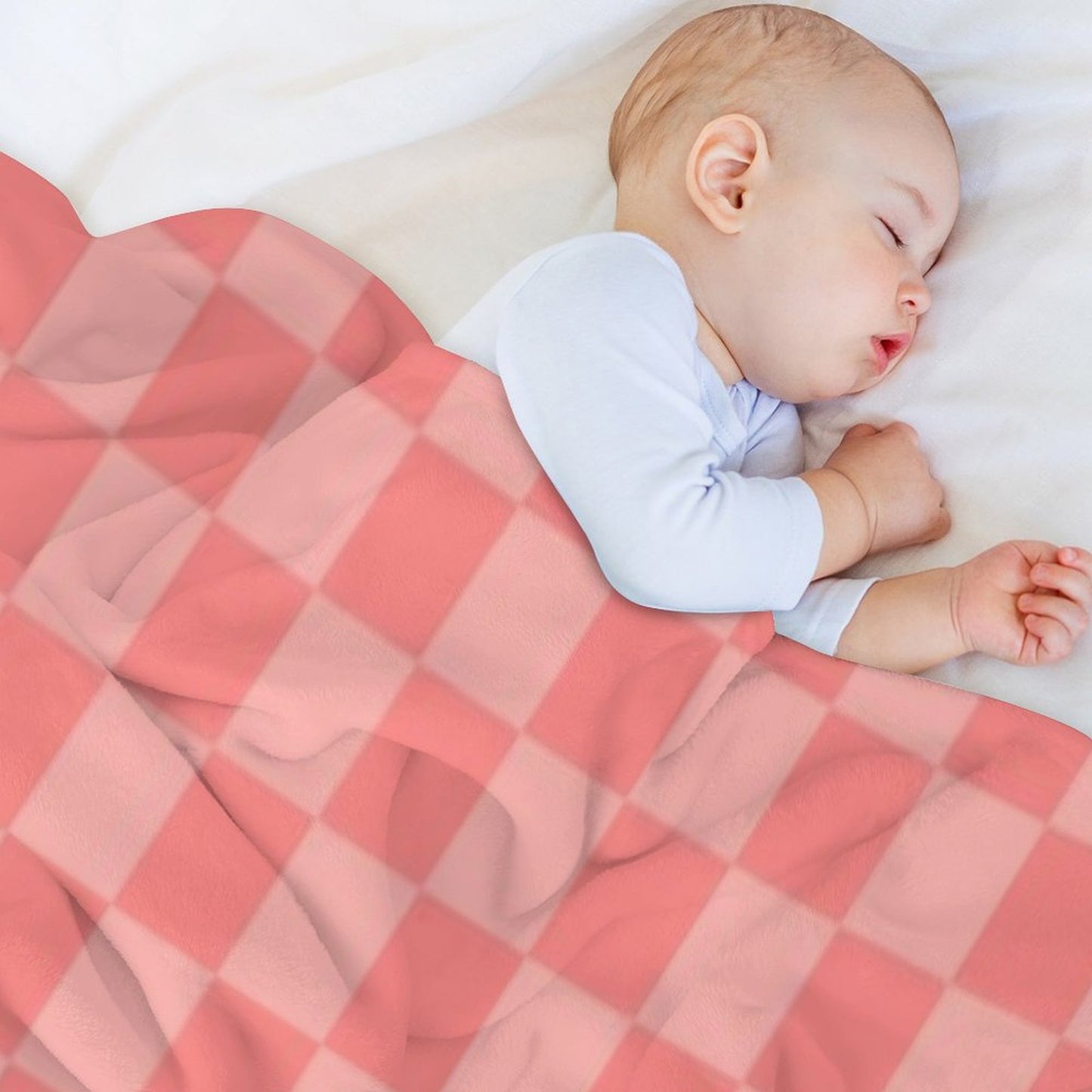 Checkerboard Mini Check Pattern in Double Blush Pink Throw Blanket