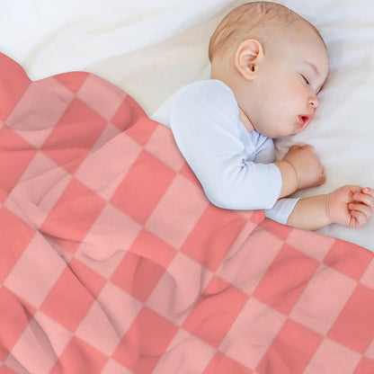 Checkerboard Mini Check Pattern in Double Blush Pink Throw Blanket