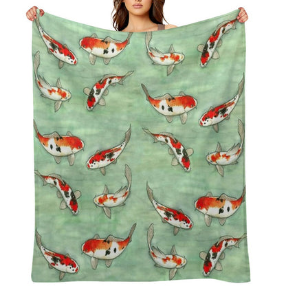 La Ronde Des Carpes Koi Throw Blanket