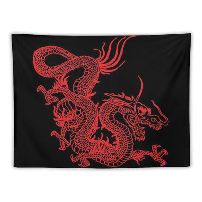 Red Chinese Dragon Tapestry