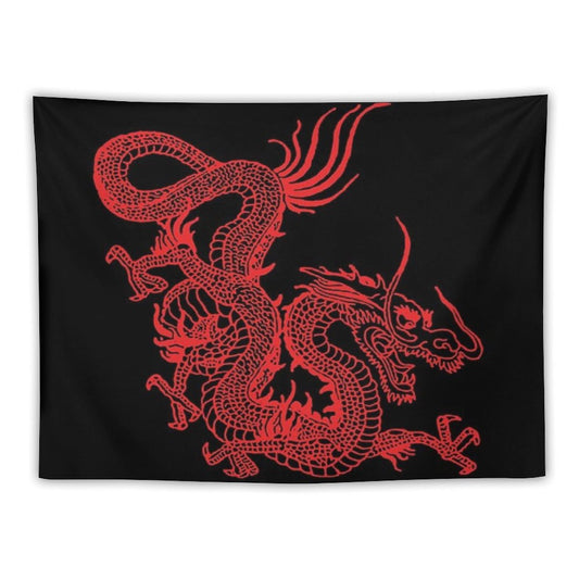 Red Chinese Dragon Tapestry