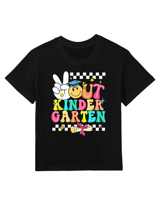 Peace Out Kinder Garten Graduation Funny Teacher Student Kids T-Shirt