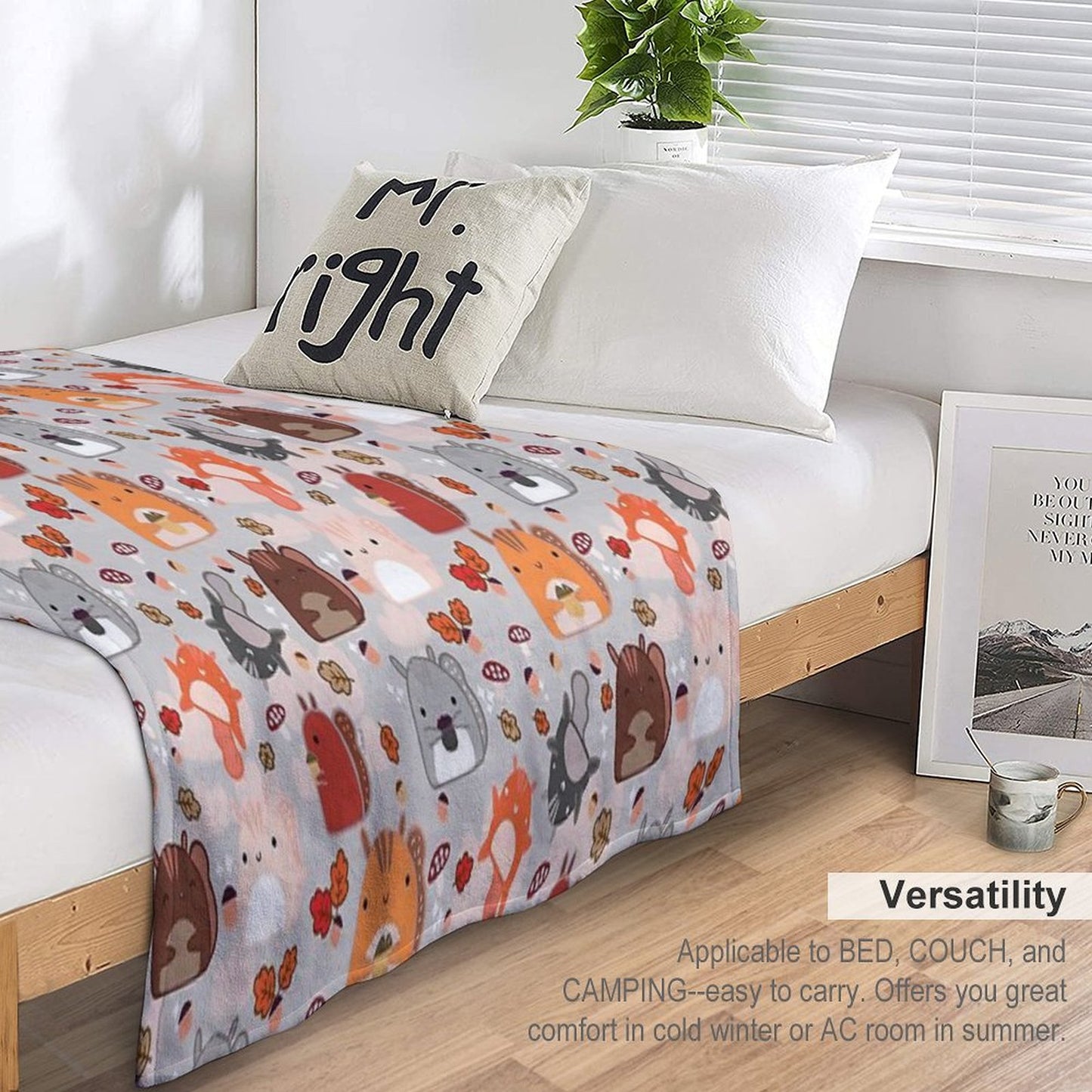 Kawaii Squirrels Throw Blanket