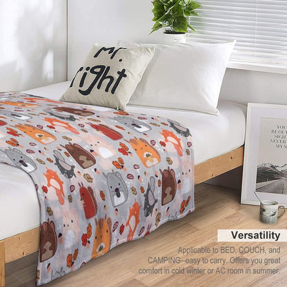 Kawaii Squirrels Throw Blanket