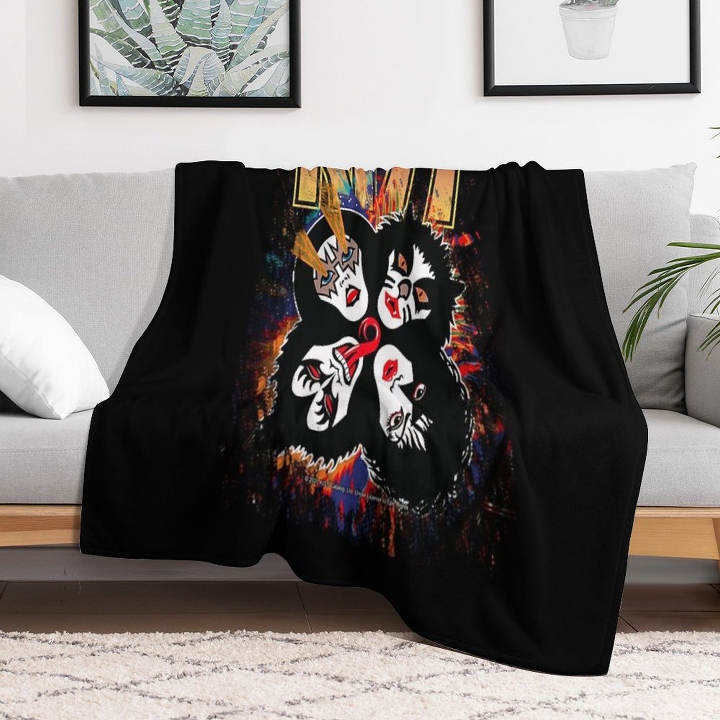 KISS ® The Band - Rock And Roll Over Splash Logo Throw Blanket