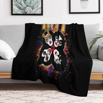 KISS ® The Band - Rock And Roll Over Splash Logo Throw Blanket