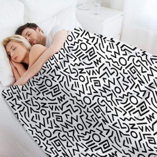 Memphis Pattern Black And White Throw Blanket