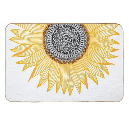 Golden Mandala Sunflower Bath Mat