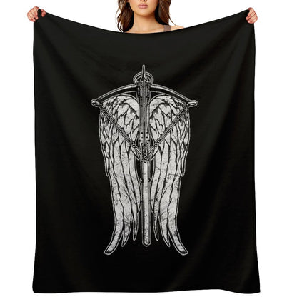 Angel Wings And Crossbow (Dirty) Throw Blanket