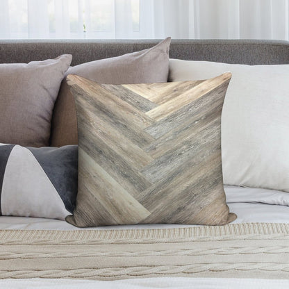 Contemporary Caramel Brown Grey Beige Farmhouse Barn Wood Soft Reinforced Edging Throw Pillow