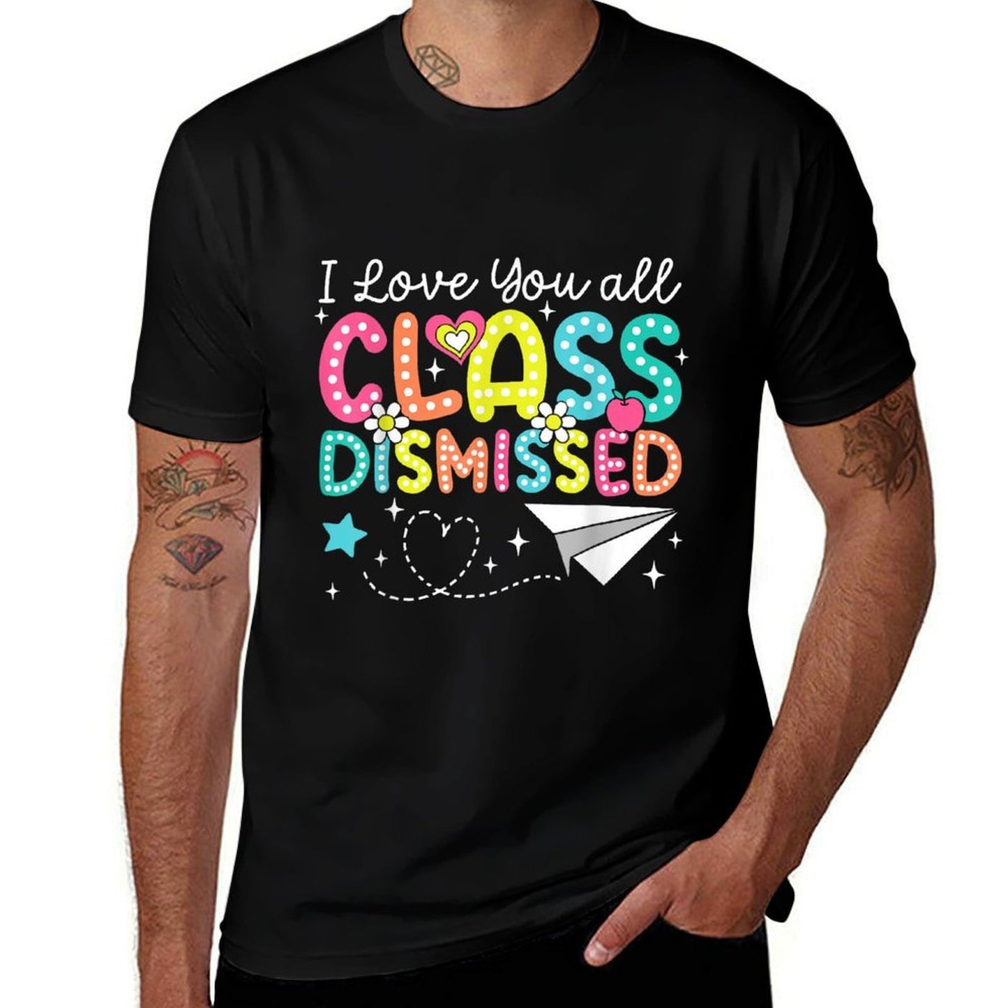 I Love You All Class Dismissed Teacher Last Day Of School  Heathered Texture T-Shirt