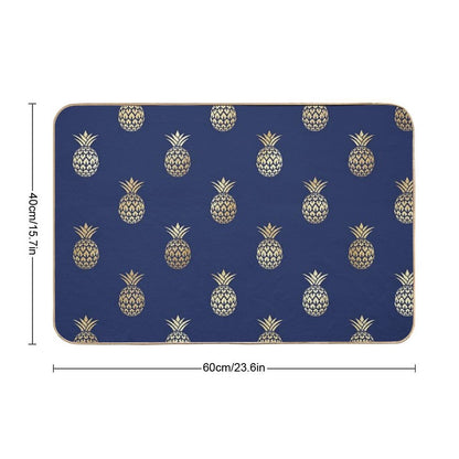Navy And Gold Pineapples Bath Mat