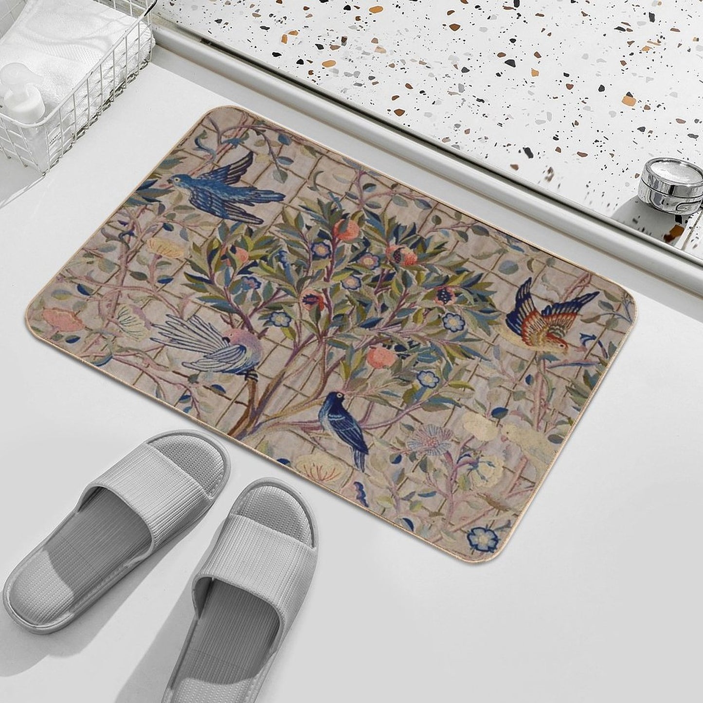 William Morris Kelmscott Trellis Embroidery Bath Mat