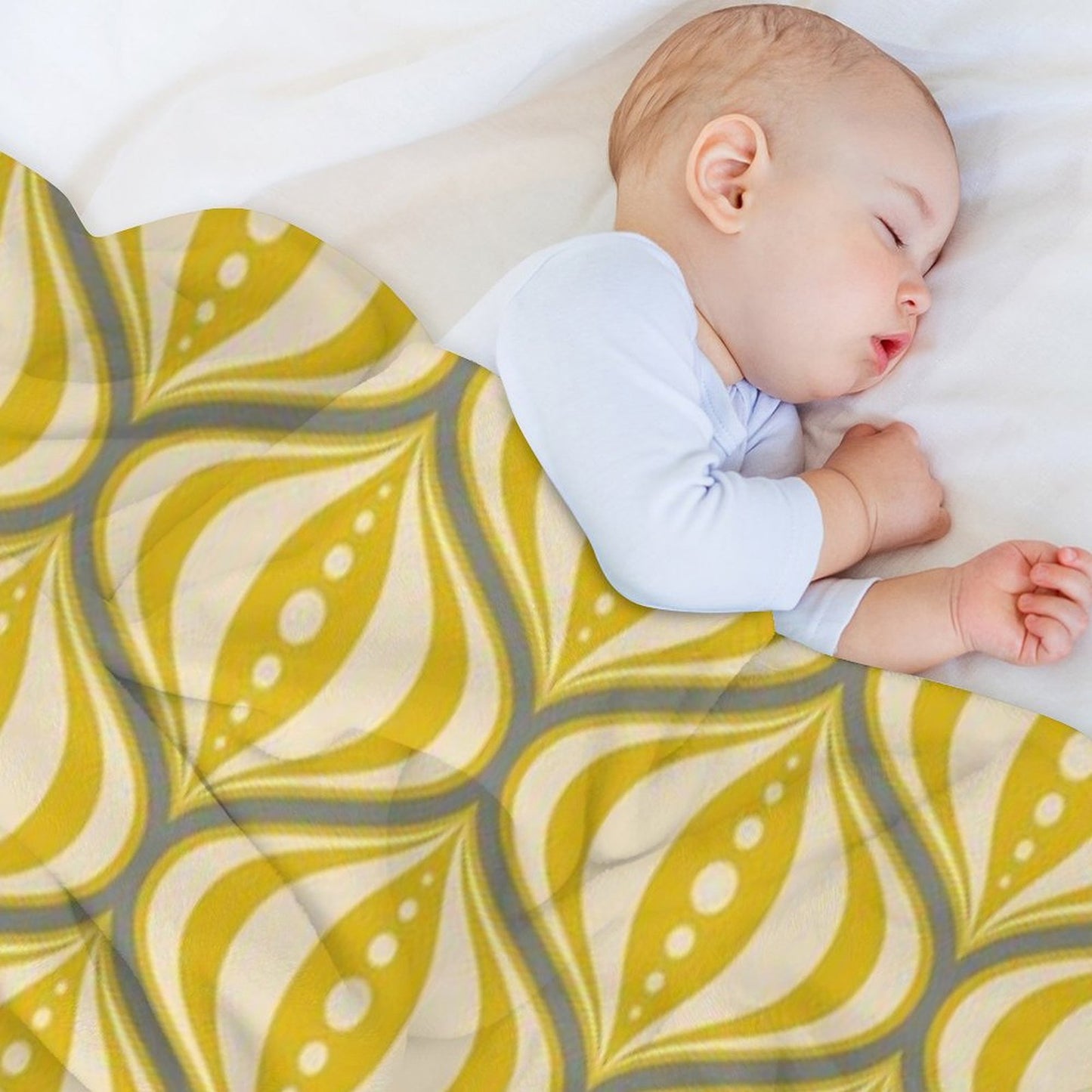 Retro Mid-Century Saucer Pattern in Yellow, Gray, Cream Throw Blanket