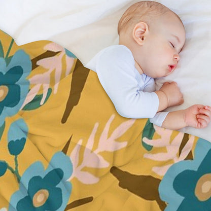 Yellow Floral Throw Blanket