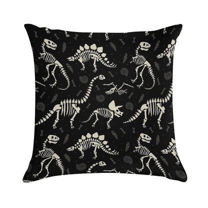 Dinosaur Fossils in Black Soft Shrink-Resistant Throw Pillow