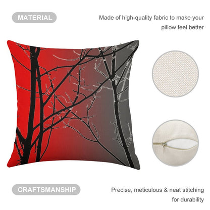 Red And Gray Linen Throw Pillow Cover