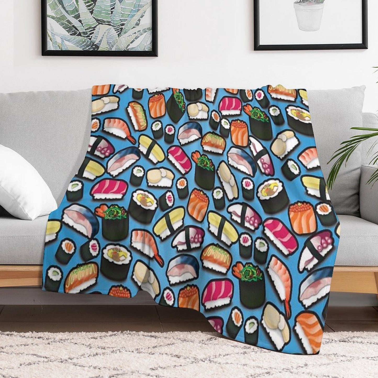 Blue Sushi Throw Blanket