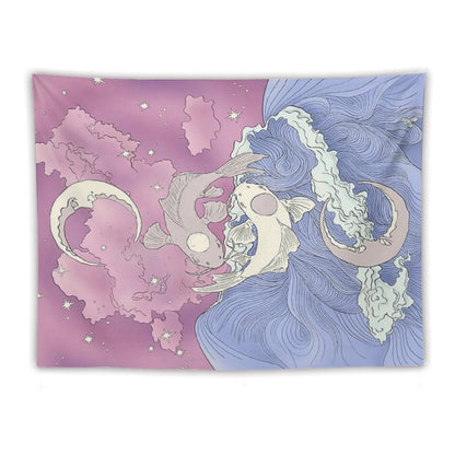 Tui And La, Moon And Ocean Spirits Art Nouveau Tapestry