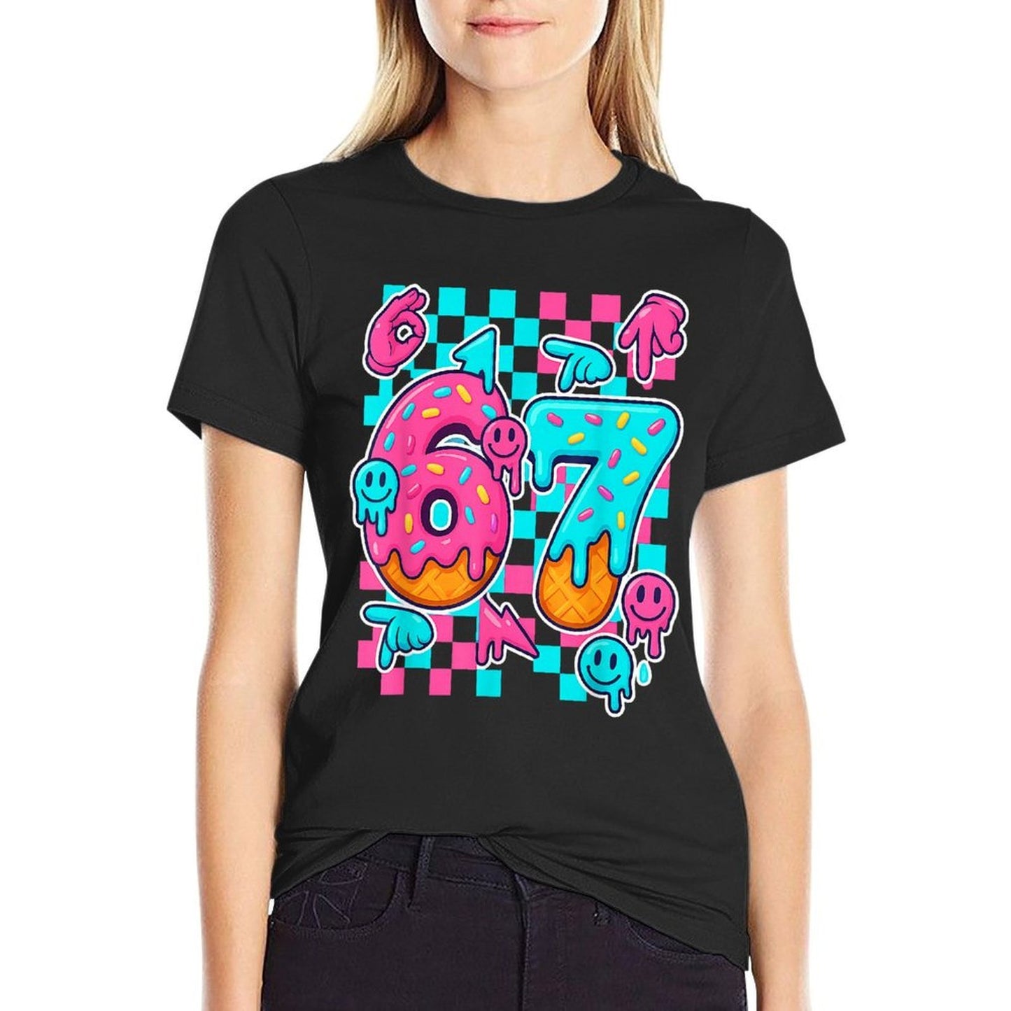 Six Seven Ice Cream Drip Meme 67 Funny Gen Alpha Slang 6 7  Classic T-Shirt