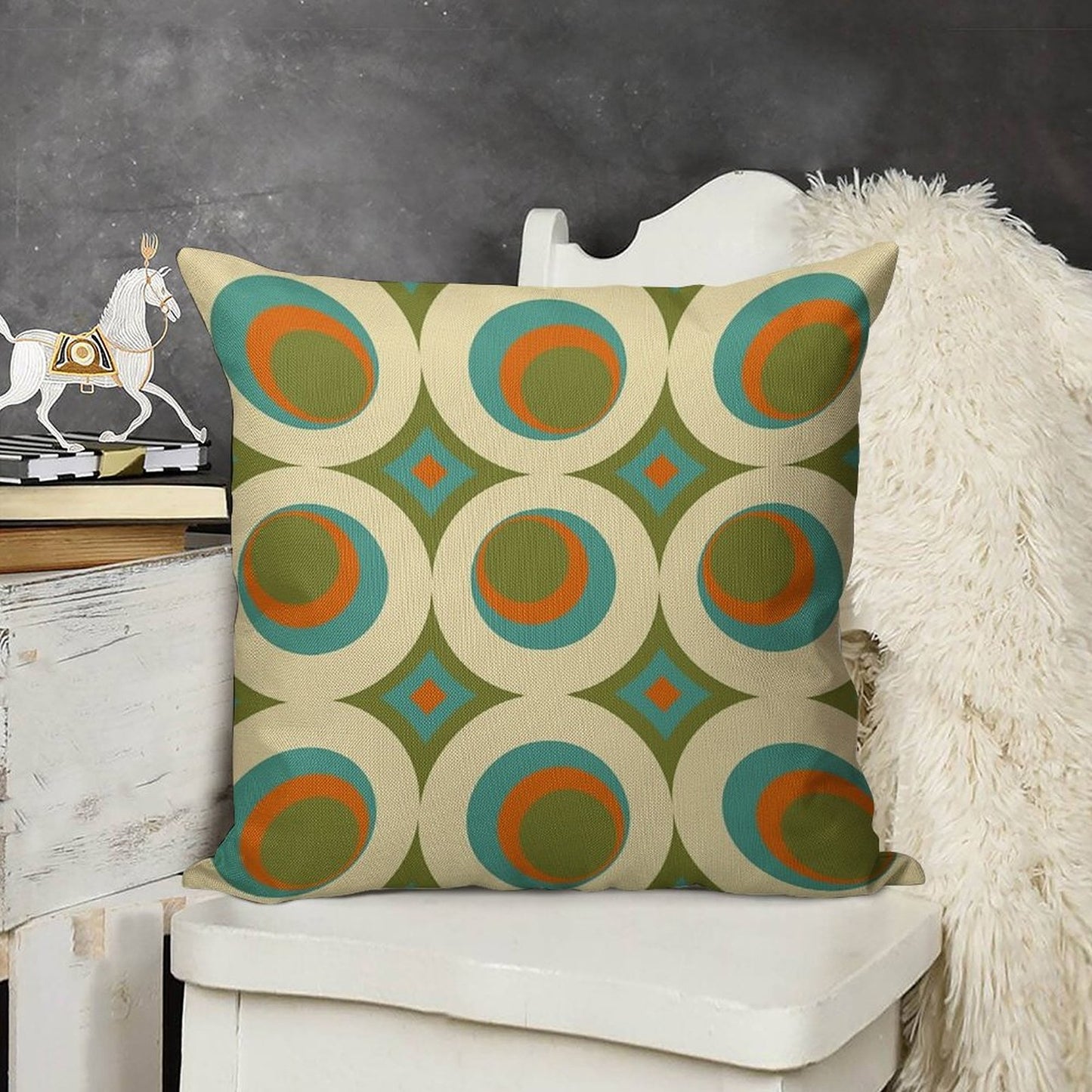 Mid-Century Modern Funk 2 Linen Throw Pillow Cover