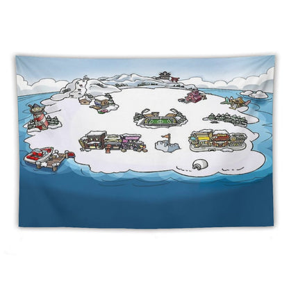 Club Penguin Map Tapestry