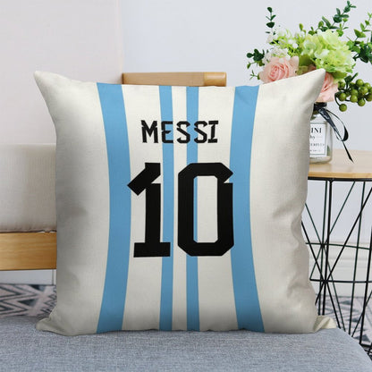 Messi 10 Linen Throw Pillow Cover