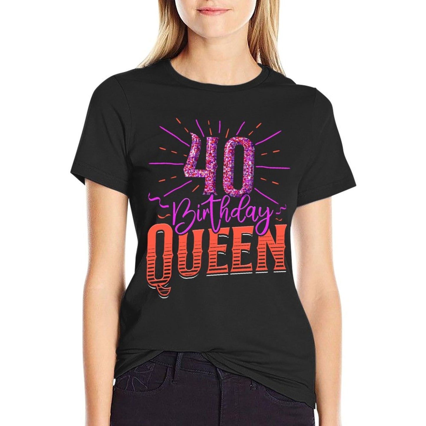 40th Birthday 40 BIRTHDAY QUEEN Funny Women  Easy-care T-Shirt