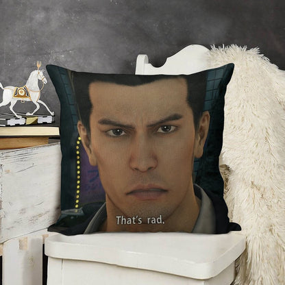 Yakuza Kiryu That's Rad Linen Throw Pillow Cover