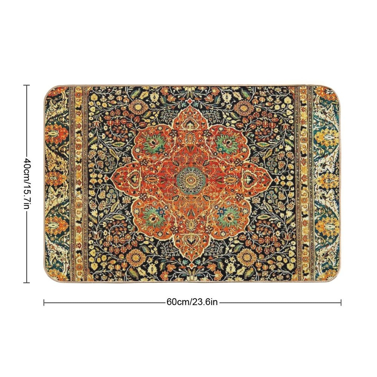 Antique Persian Mohtashem Kashan Rug Print Bath Mat