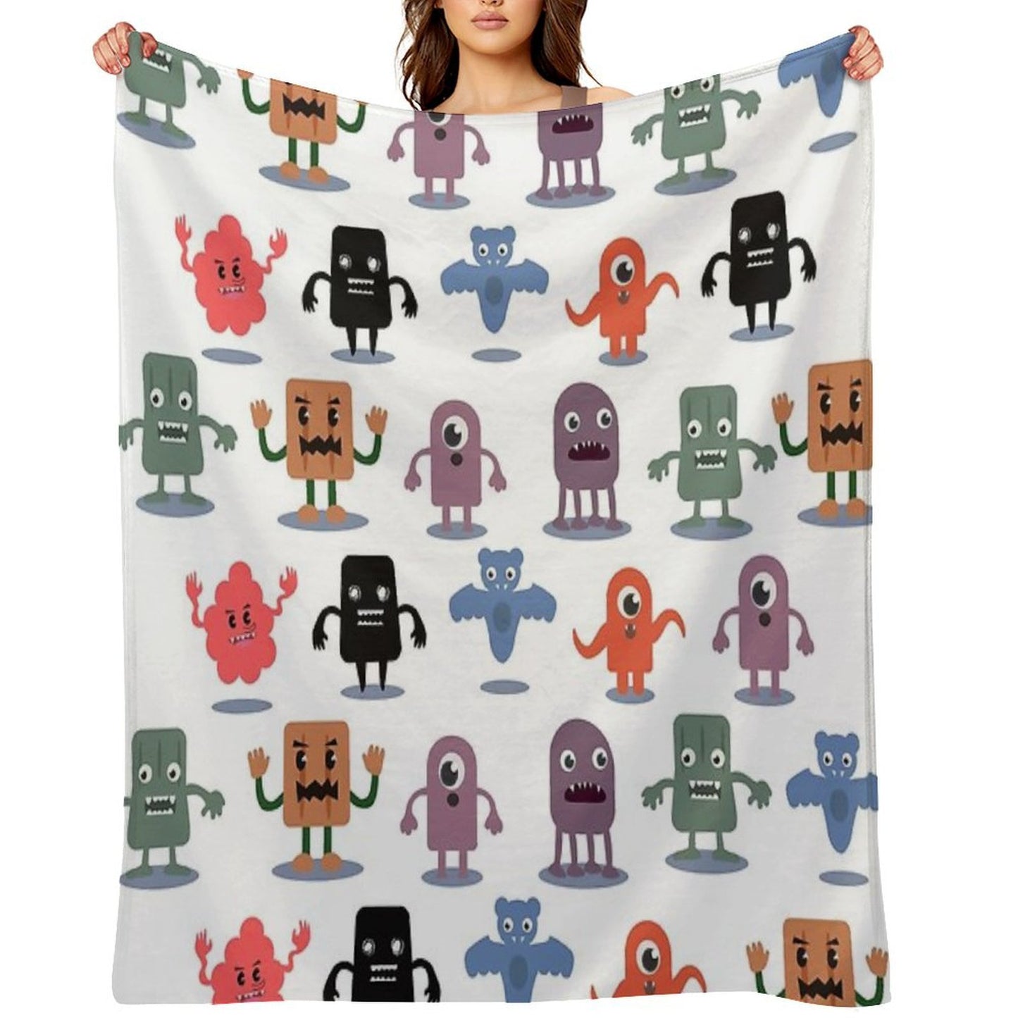 Monster Collection Pattern Throw Blanket