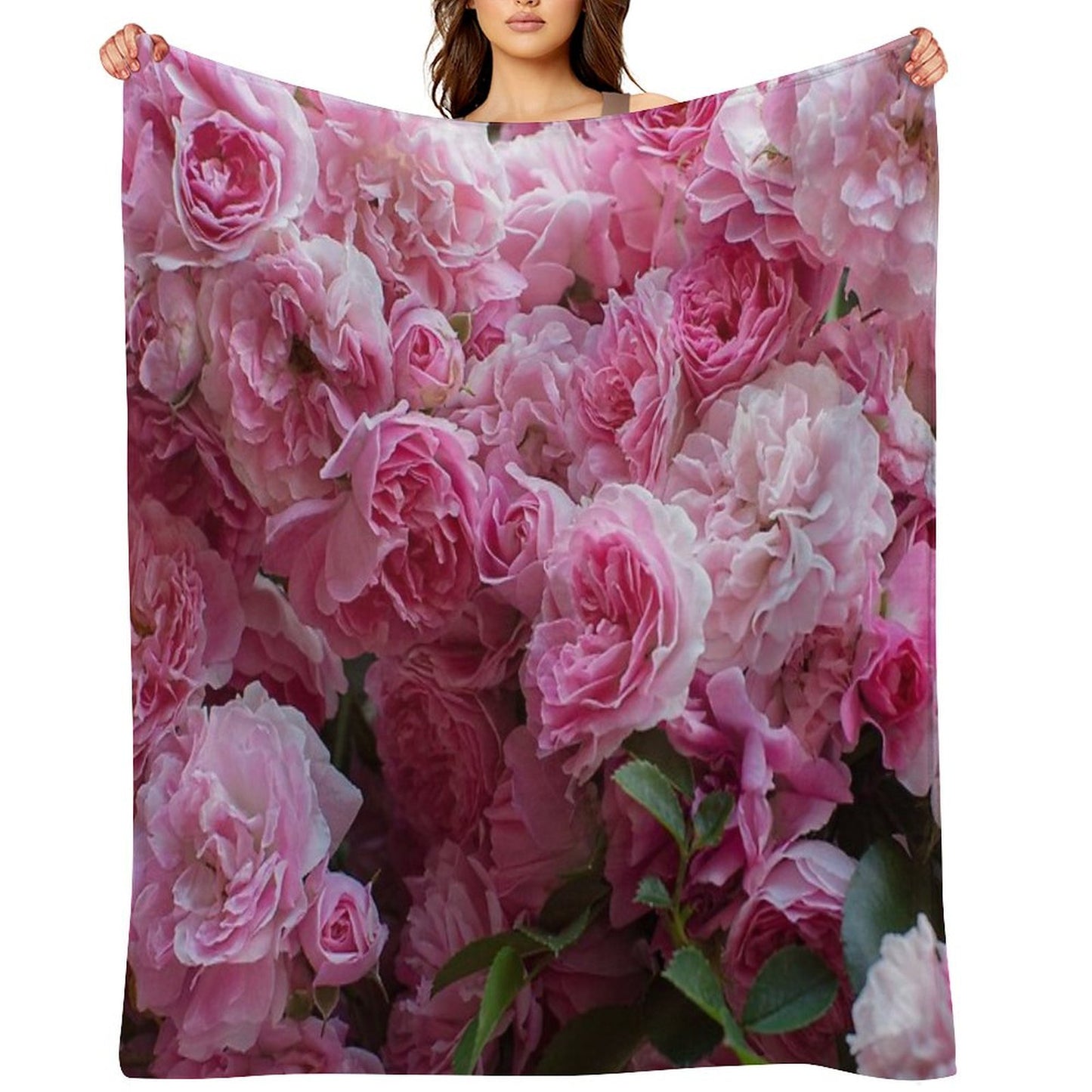 Pink Peonies Garden Throw Blanket