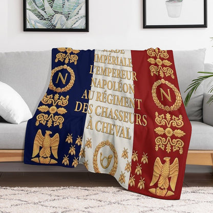 Napoleonic French Flag of The Chasseurs A Cheval De La Garde Throw Blanket