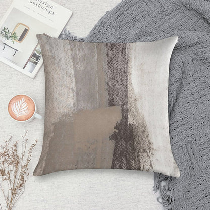 Taupe And Charcoal Grey Modern Abstract Painting Soft High-Density Material Throw Pillow