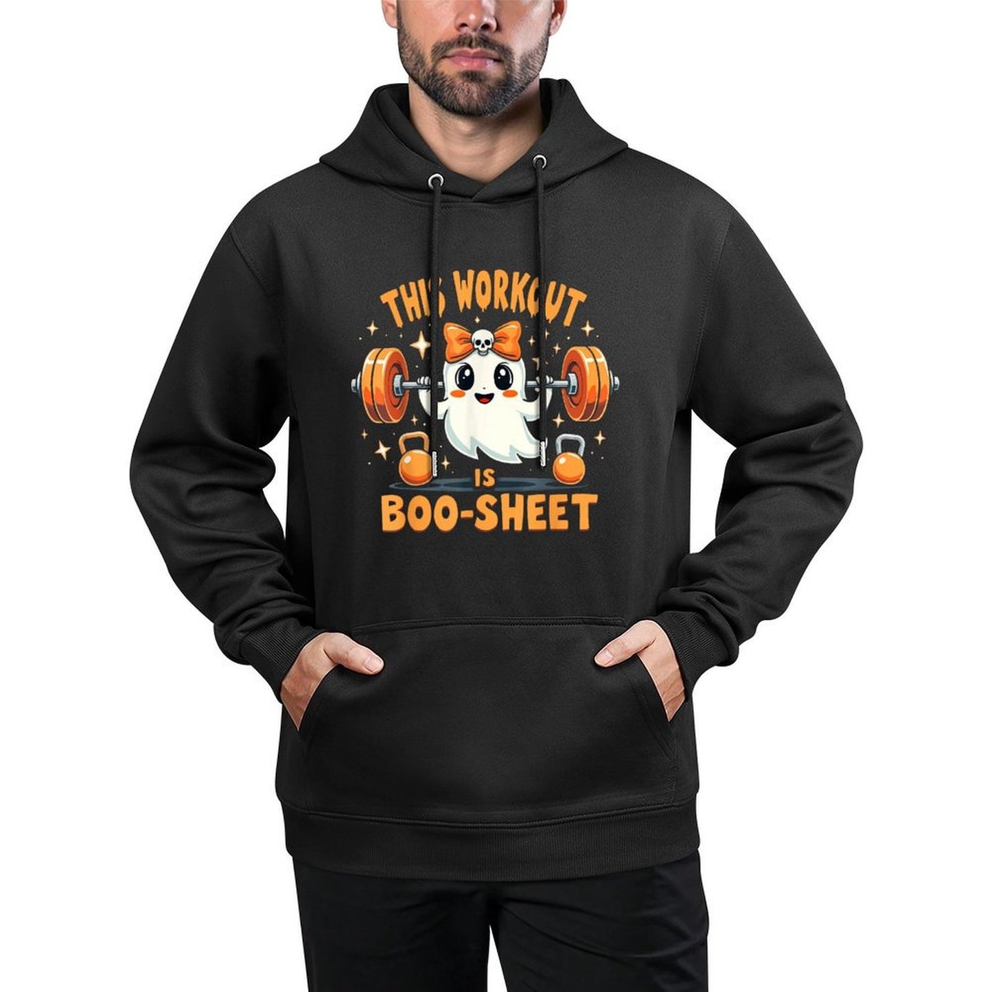 This Workout Is Boo-Sheet Ghost Funny Halloween Gym Fitness Adjustable Hood Hoodie