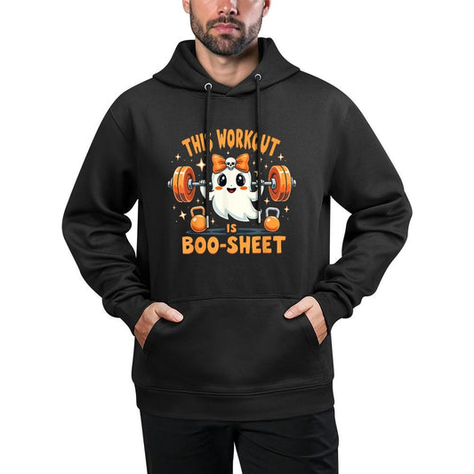 This Workout Is Boo-Sheet Ghost Funny Halloween Gym Fitness Adjustable Hood Hoodie