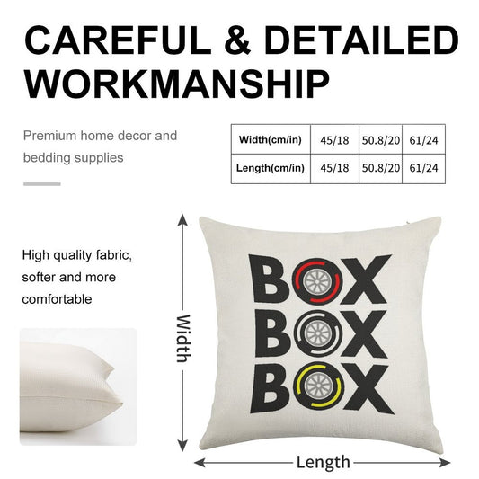 Box Box Box F1 Tyre Compound Design Linen Throw Pillow Cover
